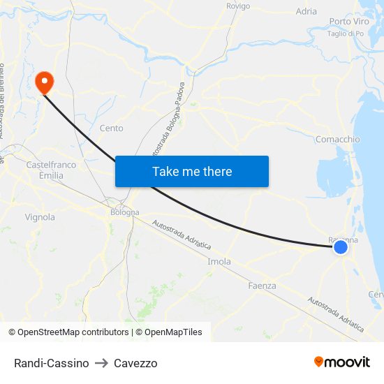 Randi-Cassino to Cavezzo map
