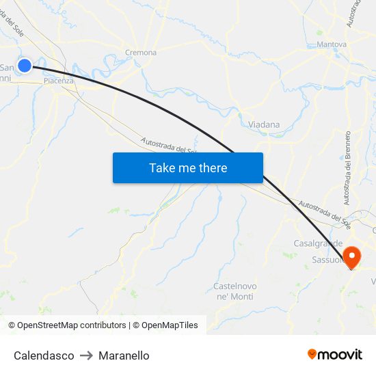 Calendasco to Maranello map