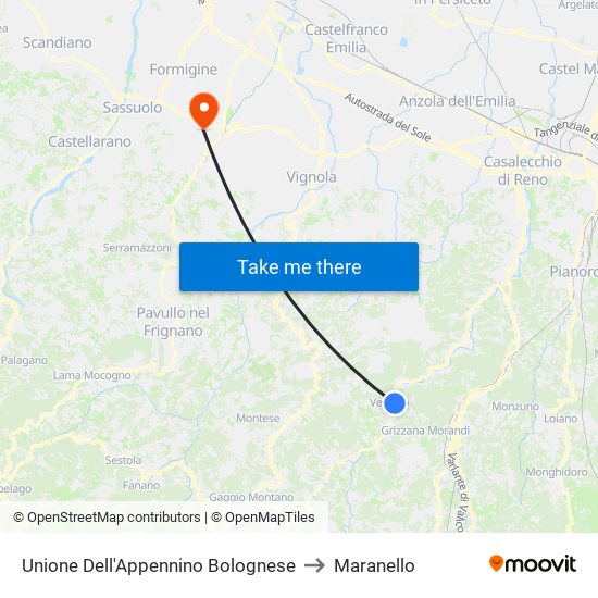 Unione Dell'Appennino Bolognese to Maranello map