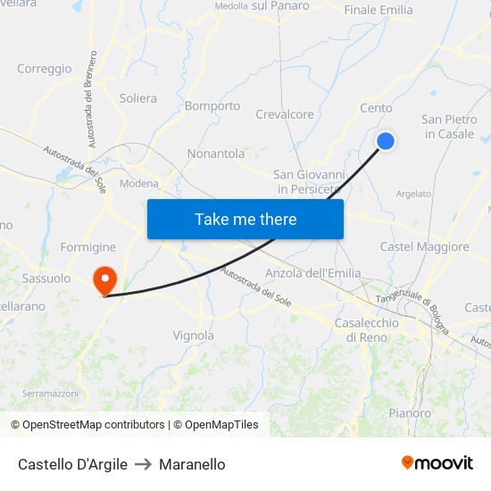 Castello D'Argile to Maranello map