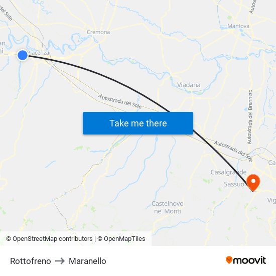 Rottofreno to Maranello map