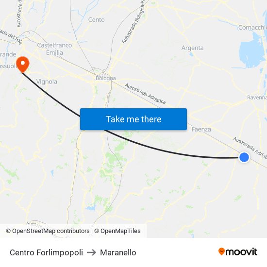 Centro Forlimpopoli to Maranello map