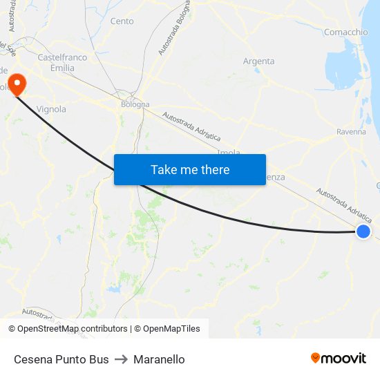 Cesena Punto Bus to Maranello map