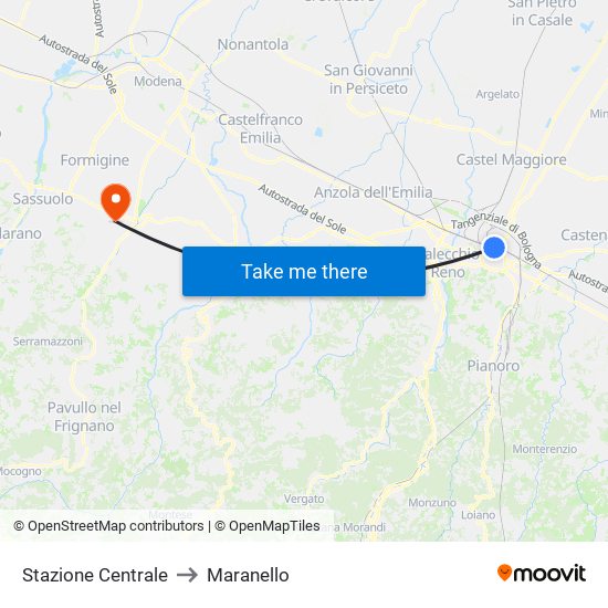 Stazione Centrale to Maranello map