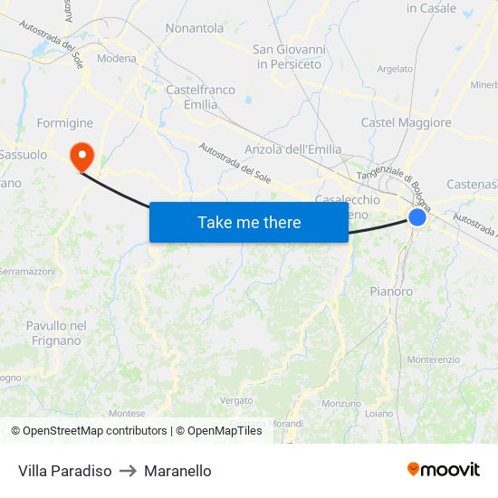 Villa Paradiso to Maranello map