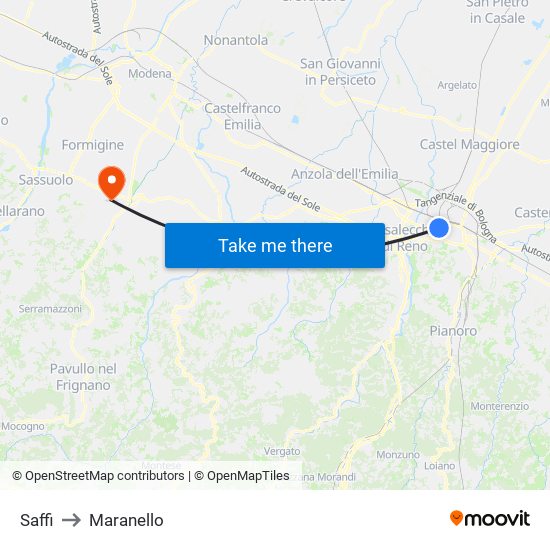 Saffi to Maranello map