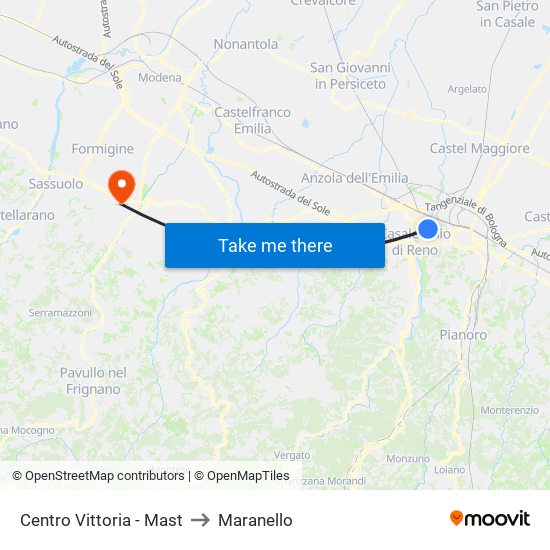 Centro Vittoria - Mast to Maranello map