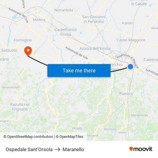 Ospedale Sant'Orsola to Maranello map