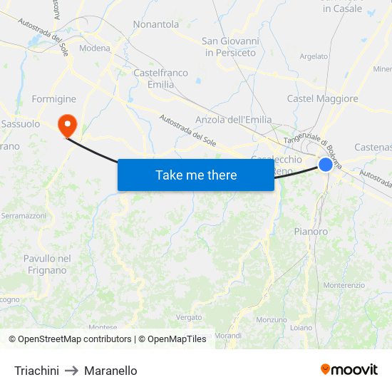 Triachini to Maranello map