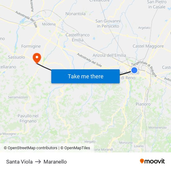 Santa Viola to Maranello map