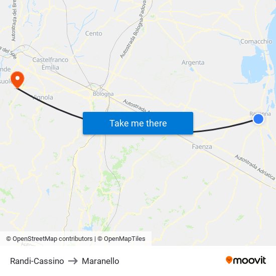 Randi-Cassino to Maranello map