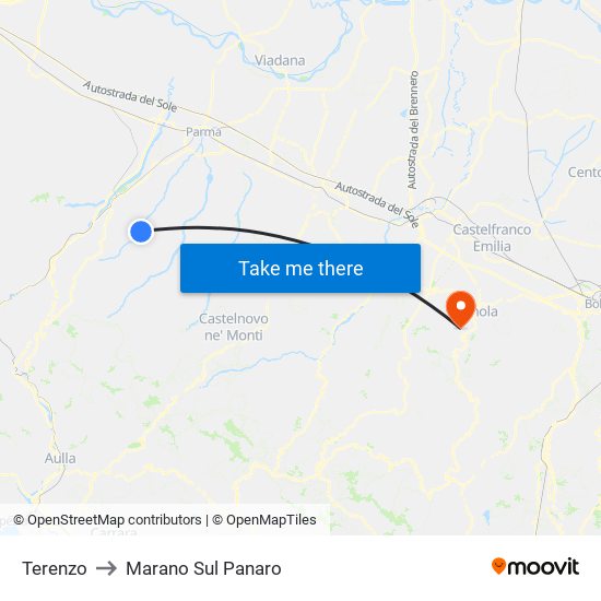Terenzo to Marano Sul Panaro map