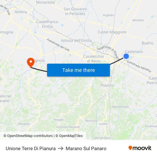 Unione Terre Di Pianura to Marano Sul Panaro map
