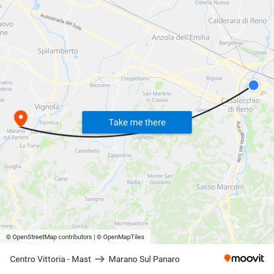 Centro Vittoria - Mast to Marano Sul Panaro map