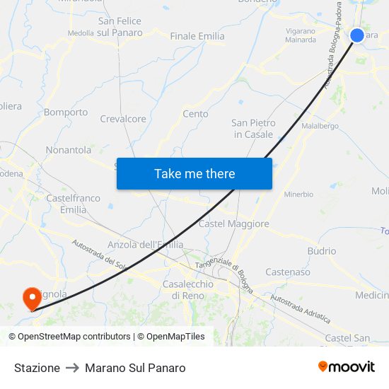 Stazione to Marano Sul Panaro map
