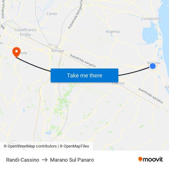 Randi-Cassino to Marano Sul Panaro map
