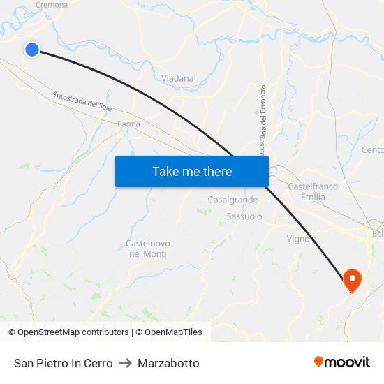 San Pietro In Cerro to Marzabotto map