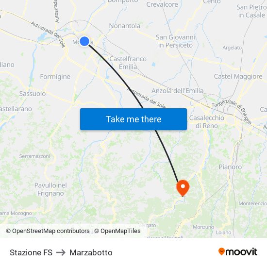 Stazione FS to Marzabotto map