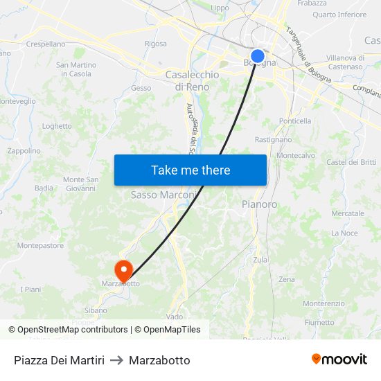 Piazza Dei Martiri to Marzabotto map