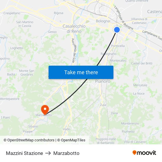 Mazzini Stazione to Marzabotto map