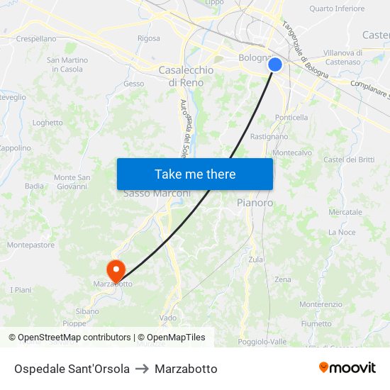 Ospedale Sant'Orsola to Marzabotto map