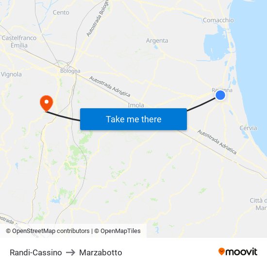 Randi-Cassino to Marzabotto map