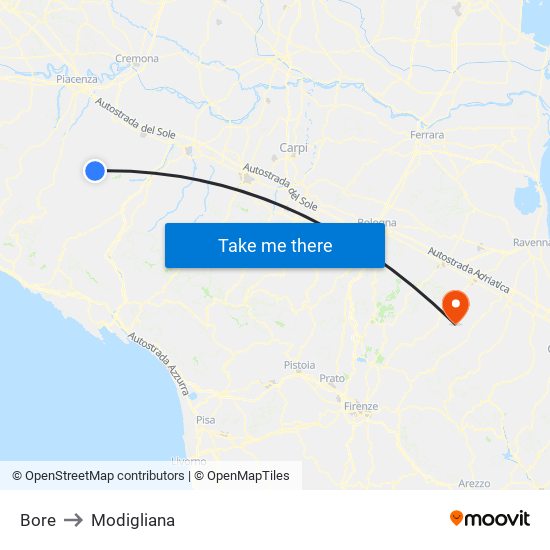 Bore to Modigliana map
