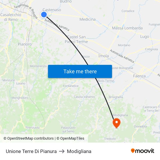 Unione Terre Di Pianura to Modigliana map