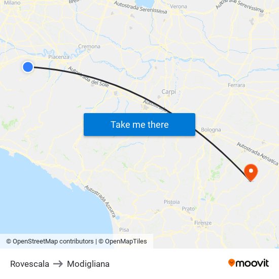 Rovescala to Modigliana map