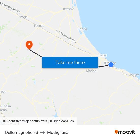 Dellemagnolie FS to Modigliana map