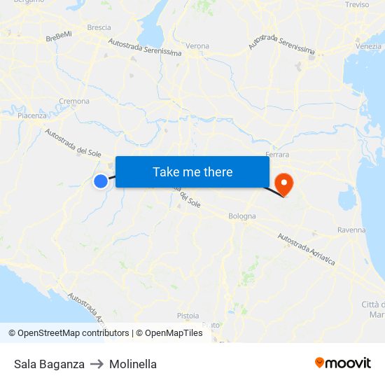 Sala Baganza to Molinella map