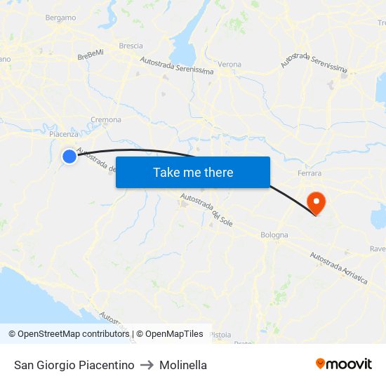 San Giorgio Piacentino to Molinella map