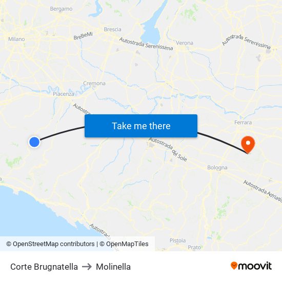 Corte Brugnatella to Molinella map