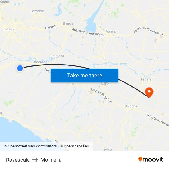 Rovescala to Molinella map