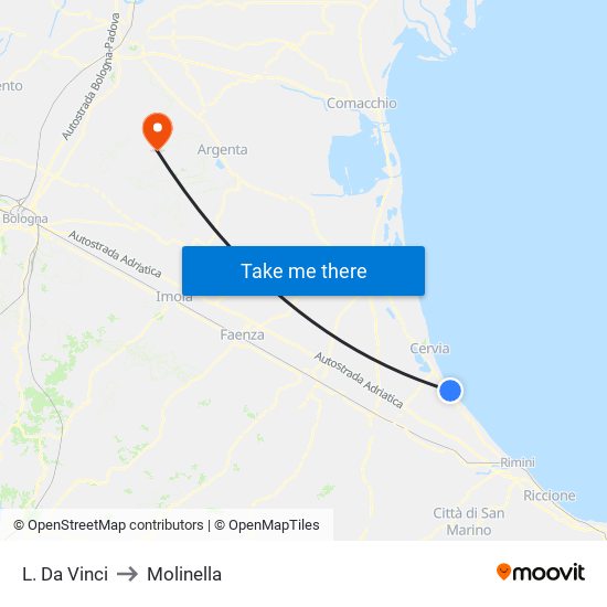 L. Da Vinci to Molinella map