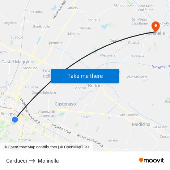 Carducci to Molinella map