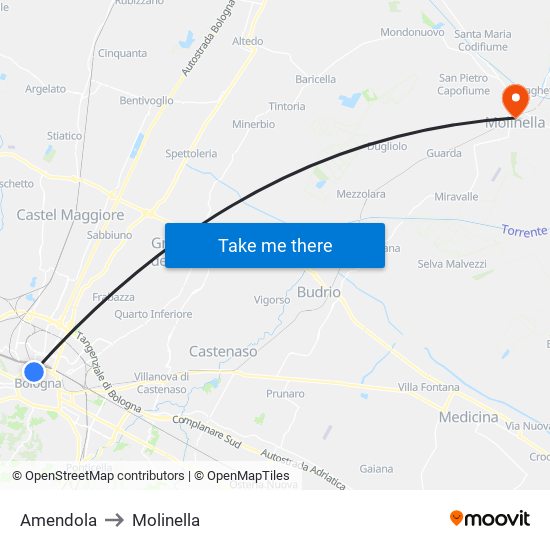 Amendola to Molinella map