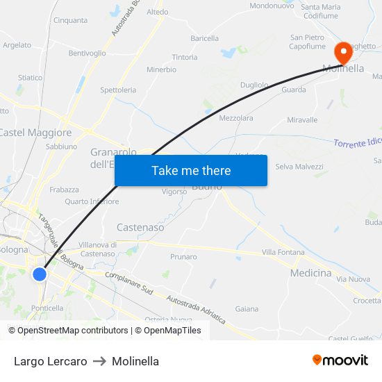 Largo Lercaro to Molinella map