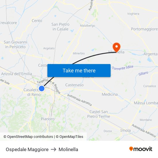 Ospedale Maggiore to Molinella map