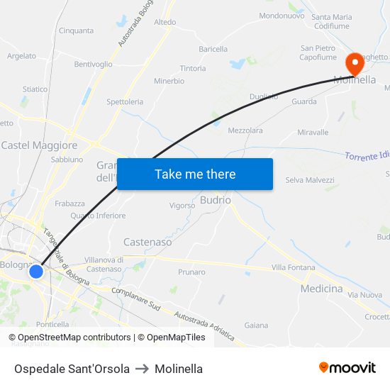 Ospedale Sant'Orsola to Molinella map