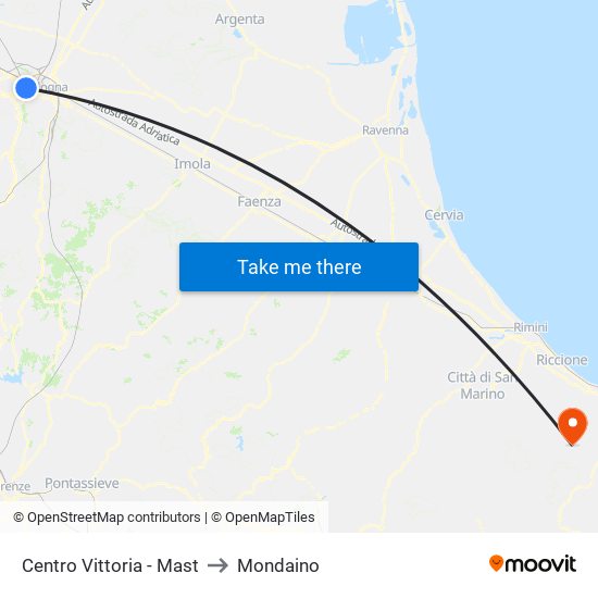 Centro Vittoria - Mast to Mondaino map