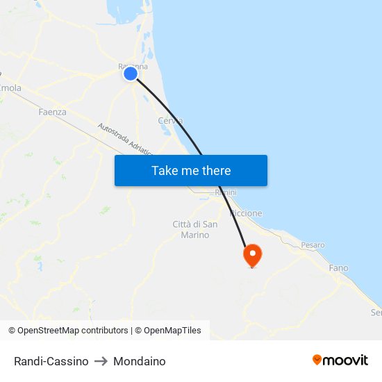 Randi-Cassino to Mondaino map