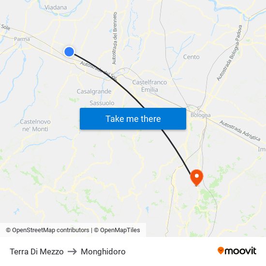 Terra Di Mezzo to Monghidoro map