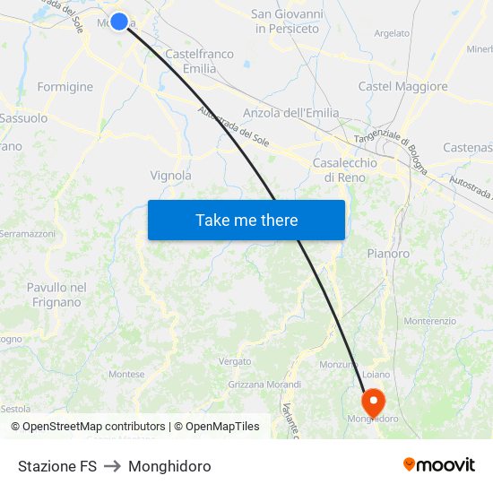 Stazione FS to Monghidoro map