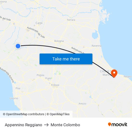 Appennino Reggiano to Monte Colombo map