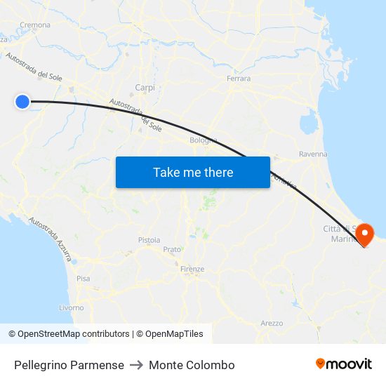Pellegrino Parmense to Monte Colombo map