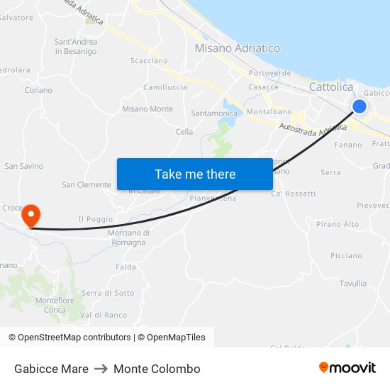 Gabicce Mare to Monte Colombo map