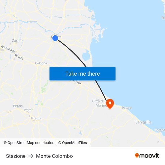Stazione to Monte Colombo map