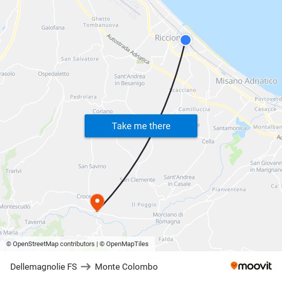 Dellemagnolie FS to Monte Colombo map