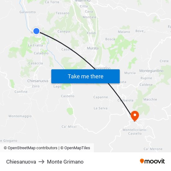 Chiesanuova to Monte Grimano map